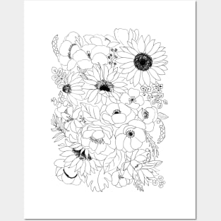 flowers arrangement line drawing  2 Posters and Art